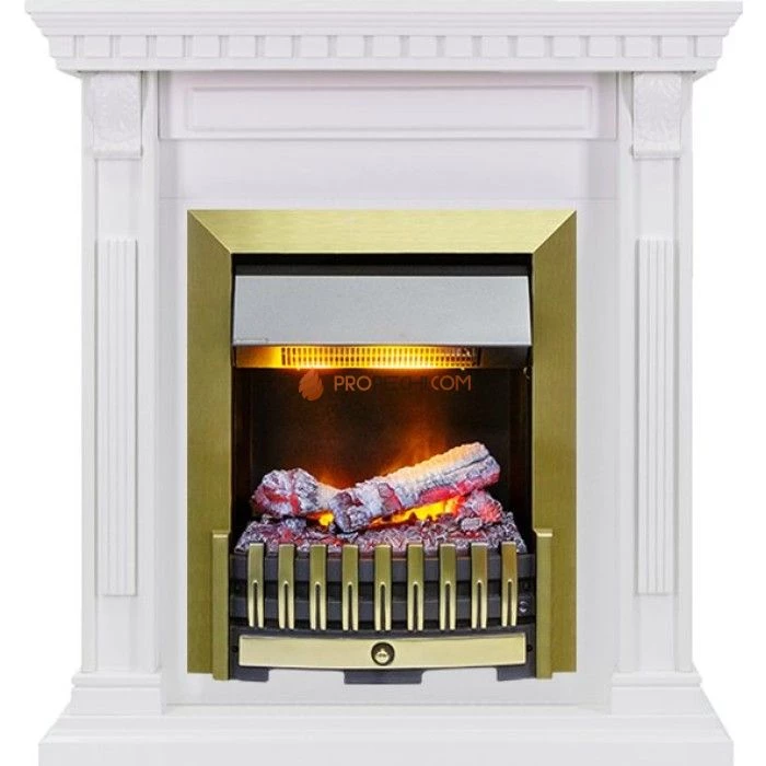 Каминокомплект Dimplex Orlean - Белый дуб с очагом Danville Antique Brass FB2