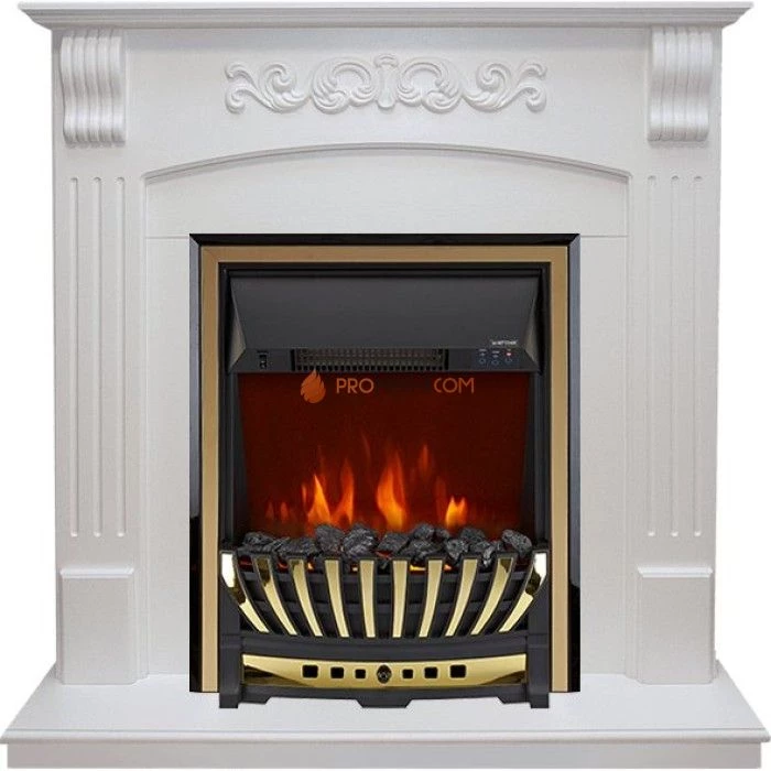 Каминокомплект Royal Flame Sorrento угловой - Белый дуб с очагом Aspen Gold