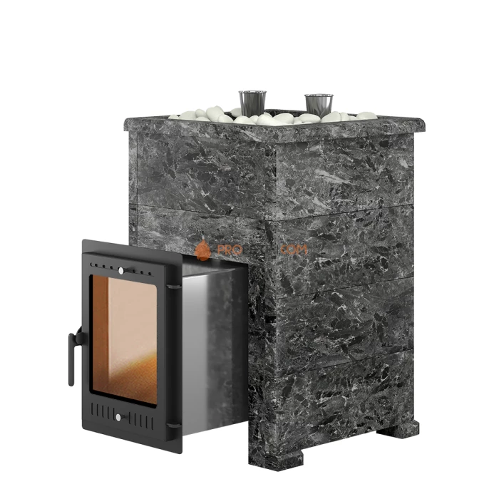 Дровяная печь для бани Эверест Steam Master 30 INOX Пироксенит, S-40