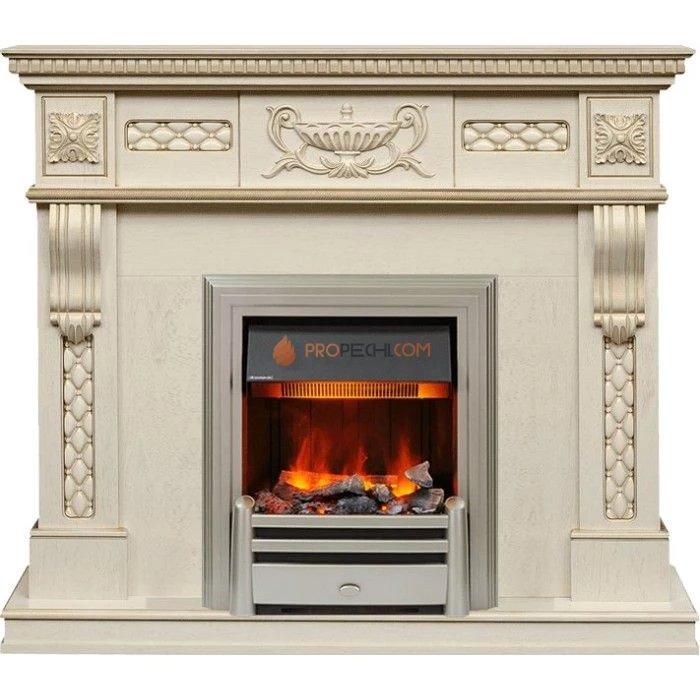 Каминокомплект Dimplex Corsica - Слоновая кость с патиной (Ширина 1100) с очагом Chesford