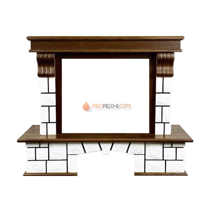 Каминокомплект Royal Flame Porto (Разборный) - Орех/Белый камень с очагом Jupiter FX New