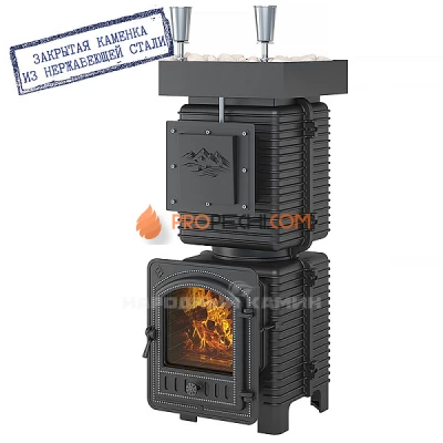 Печь для бани Эверест Легкий пар Профи нержавеющая ЗК, б/в (под обкладку)