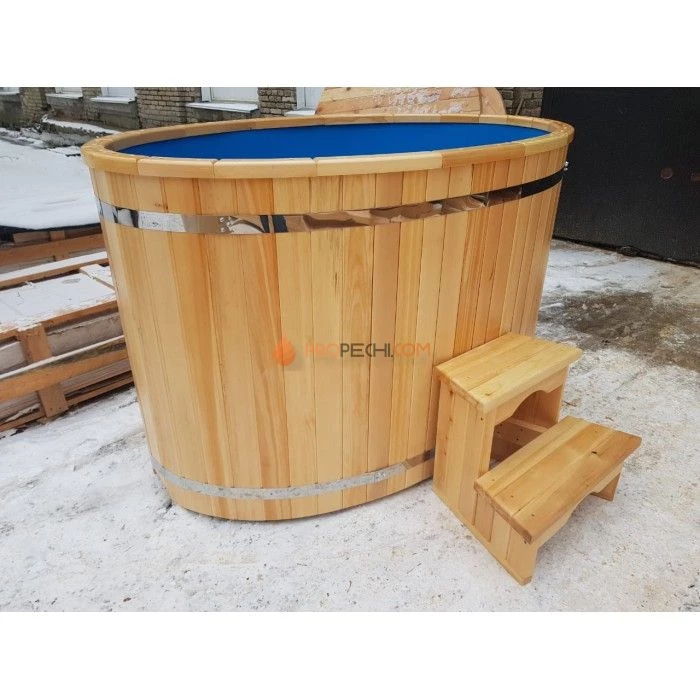 Купель овальная НКЗ PREMIUM из кедра, с пластиковой вставкой, 120x78x100 см