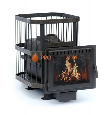 Чугунная банная печь "Сибирь-18" с панорамной топочной дверцей