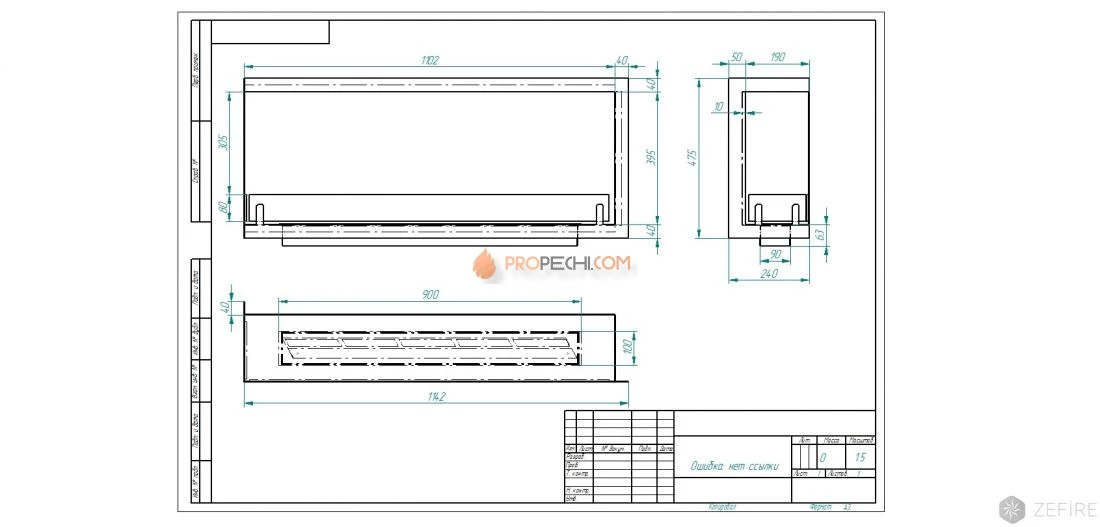 Биокамин угловой Zefire Standart 1100 левый/правый