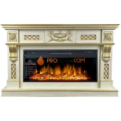 Каминокомплект Royal Flame Corsica - Слоновая кость с патиной (Ширина 1500 мм) с очагом Vision 42 LOG LED