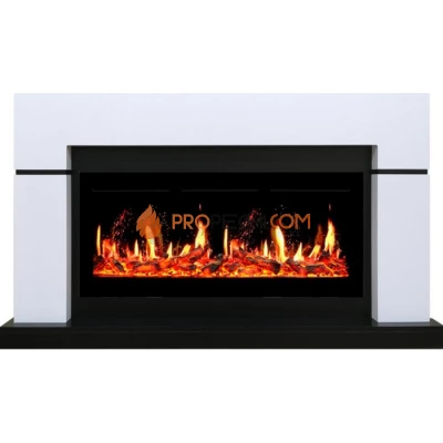 Каминокомплект Royal Flame Lindos - Белый (Ширина 1470мм) с Электрическим очагом Royal Flame 5D V-ART 40