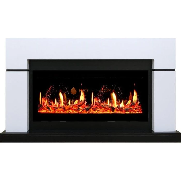 Каминокомплект Royal Flame Lindos - Белый (Ширина 1470мм) с Электрическим очагом Royal Flame 5D V-ART 40