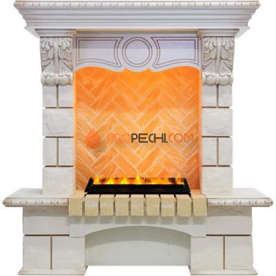 Каминокомплект Dimplex Pierre Luxe угловой - Слоновая кость / Шампань (Высота 975мм) с очагом Cassette 400 LNH-INT PS (без дров)