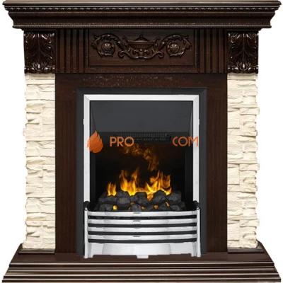 Каминокомплект Dimplex Luxemburg (каменный) - Сланец/Темный дуб с очагом Flagstaff