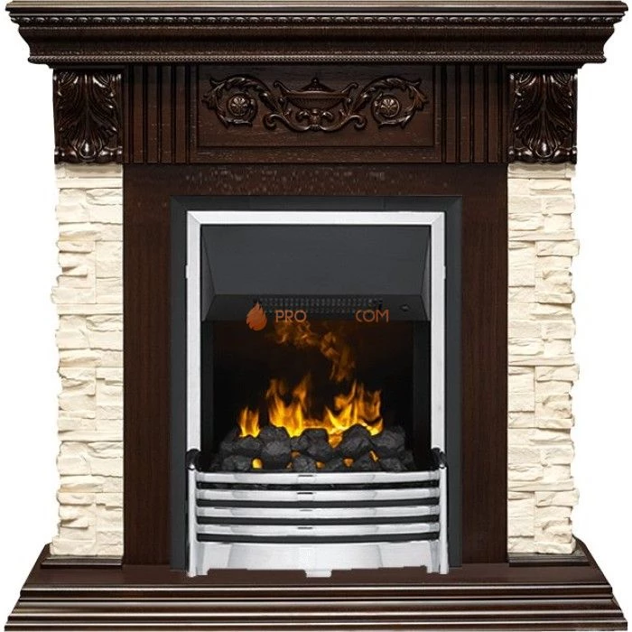 Каминокомплект Dimplex Luxemburg (каменный) - Сланец/Темный дуб с очагом Flagstaff