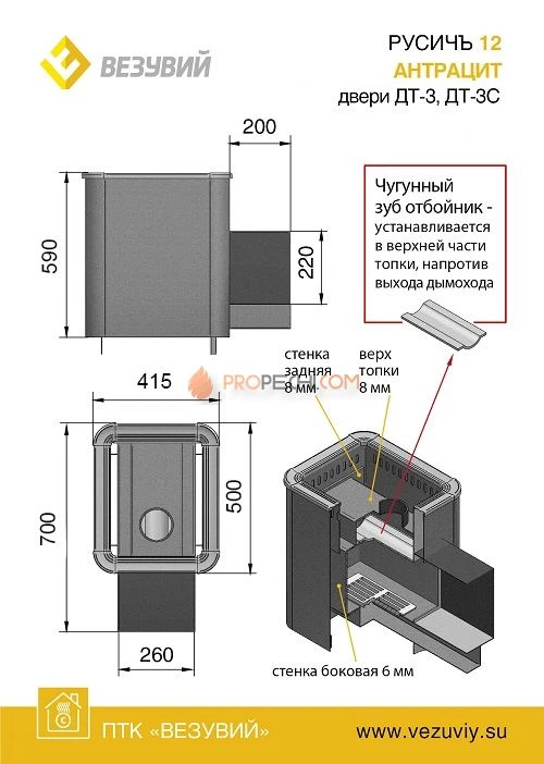 Печь Русичъ Антрацит 12 (ДТ-3)