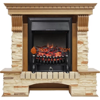Каминокомплект Royal Flame Pierre Luxe - Дуб / Сланец с очагом Fobos FX Black