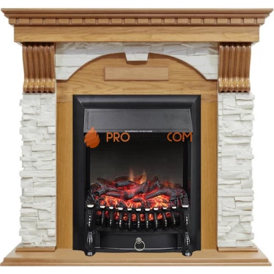 Каминокомплект Royal Flame Dublin - Дуб / Сланец белый с очагом Fobos FX Black