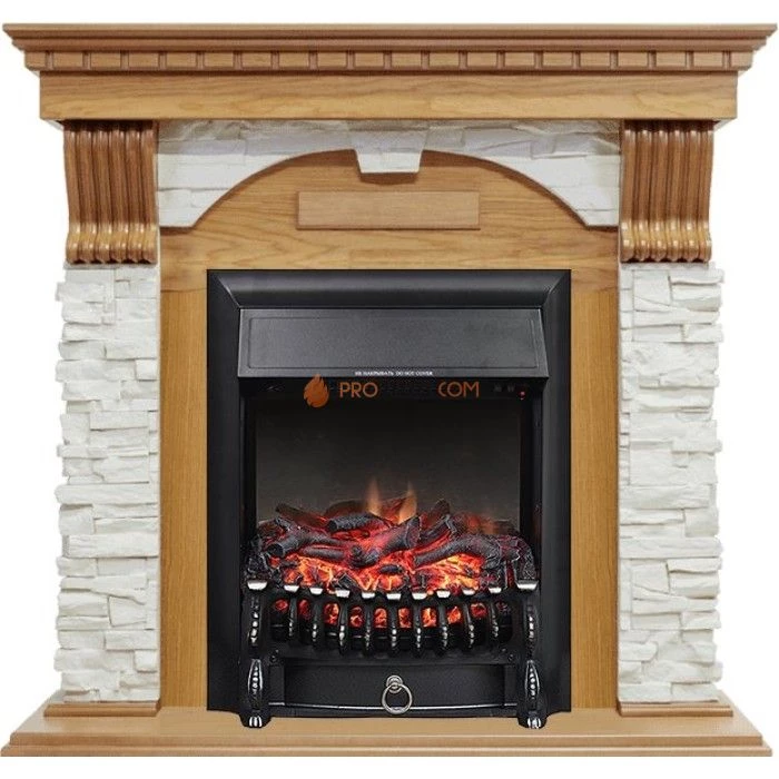 Каминокомплект Royal Flame Dublin - Дуб / Сланец белый с очагом Fobos FX Black