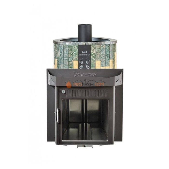Дровяная печь для сауны Ферингер Мини До 16 м³ - Жадеит + Сильвия Оро - обрамление Металл