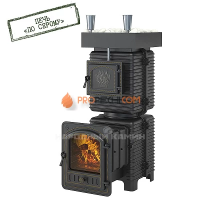 Печь для бани Эверест Легкий пар Профи по-серому (под обкладку)
