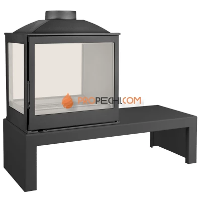Печь-камин Liseo Castiron LCI 5 GDFs Table, двусторонняя, стекло слева