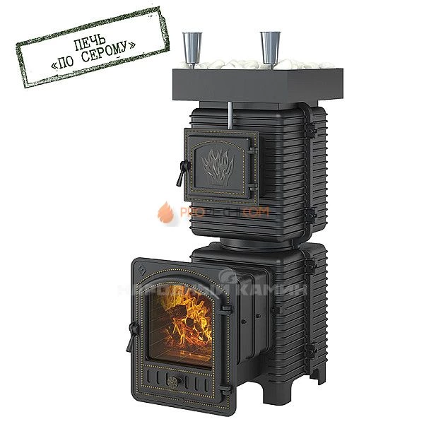 Печь для бани Эверест Легкий пар Профи по-серому (под обкладку)