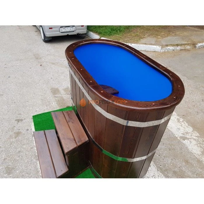 Купель овальная НКЗ STANDARD из кедра, с пластиковой вставкой, 120x78x120 см