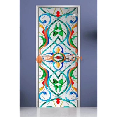 Стеклянная межкомнатная дверь DoorWood с фотопечатью Stained Glass-08, 2000х800 мм