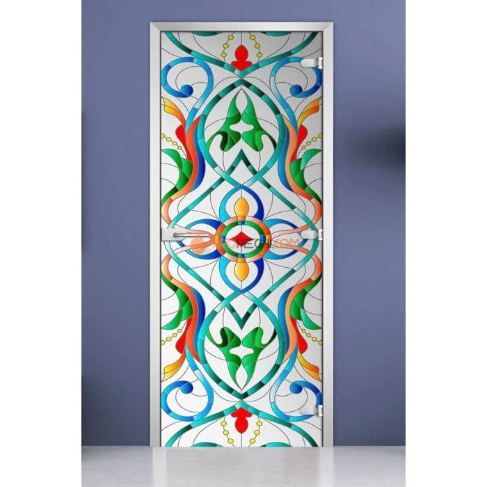 Стеклянная межкомнатная дверь DoorWood с фотопечатью Stained Glass-08, 2000х600 мм