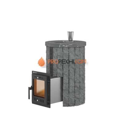 Дровяная печь для бани Эверест Steam Master 18 INOX Ламель Рваный камень, S-20