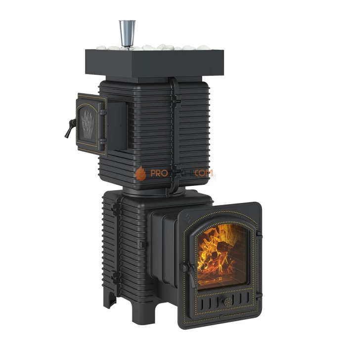 Чугунная печь для бани Эверест Легкий пар Профи под обкладку (по серому)