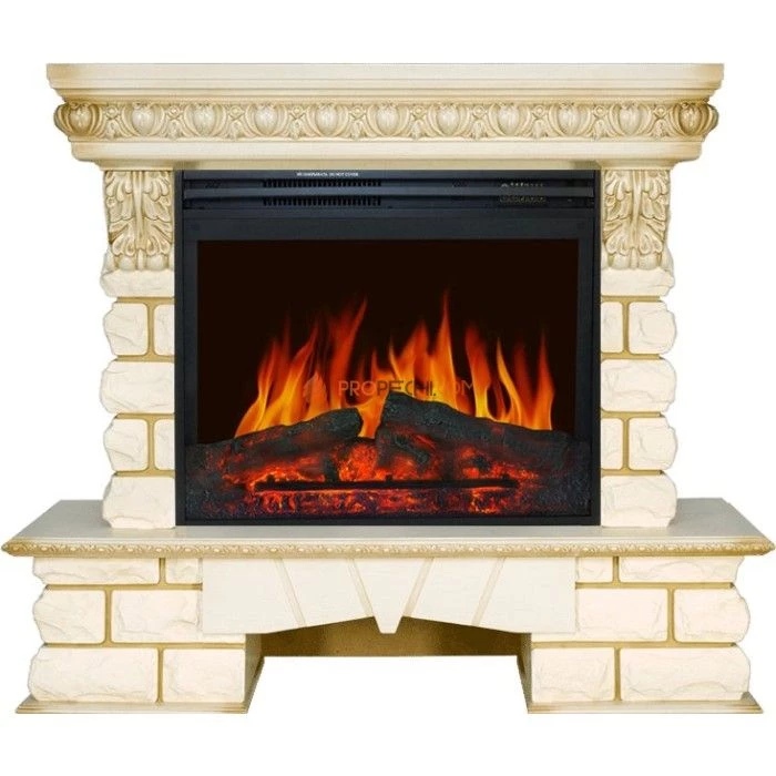 Каминокомплект Royal Flame Pierre Luxe LORD - Слоновая кость / Белый с очагом Jupiter FX New