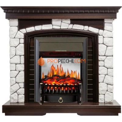 Каминокомплект Royal Flame Glasgow - Темный дуб / Белый с очагом Fobos FX M Black
