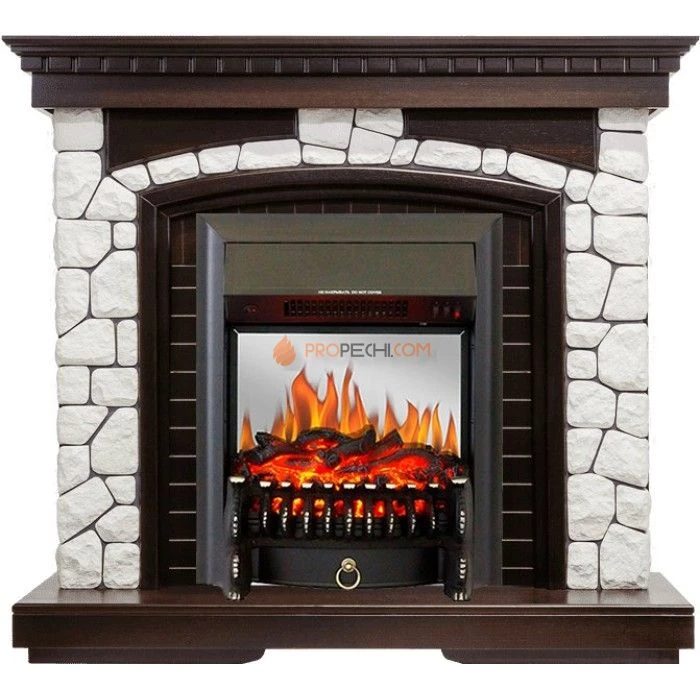 Каминокомплект Royal Flame Glasgow - Темный дуб / Белый с очагом Fobos FX M Black
