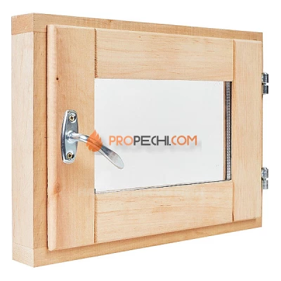 Форточка для бани Хозяин дачи 30х40 стеклопакет (ольха)