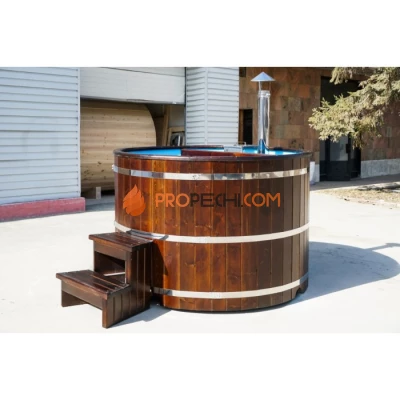 Фурако круглая НКЗ STANDARD из кедра, с пластиковой вставкой, диаметр 220 см, высота 120 см (внутренняя печь)