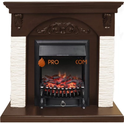 Каминокомплект Royal Flame Bern Сланец мелкий белый / Темный дуб с очагом Fobos FX Black