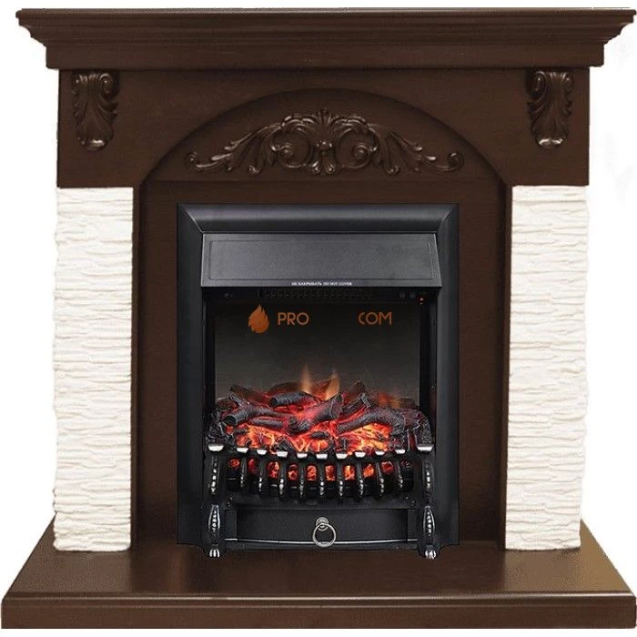 Каминокомплект Royal Flame Bern Сланец мелкий белый / Темный дуб с очагом Fobos FX Black