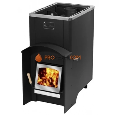 Дровяная печь для бани Вулкан Эльбрус 20 Стекло с теплообменником