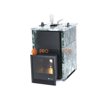 Дровяная печь для бани ИзиСтим Анапа в трехстороннем кожухе из змеевика