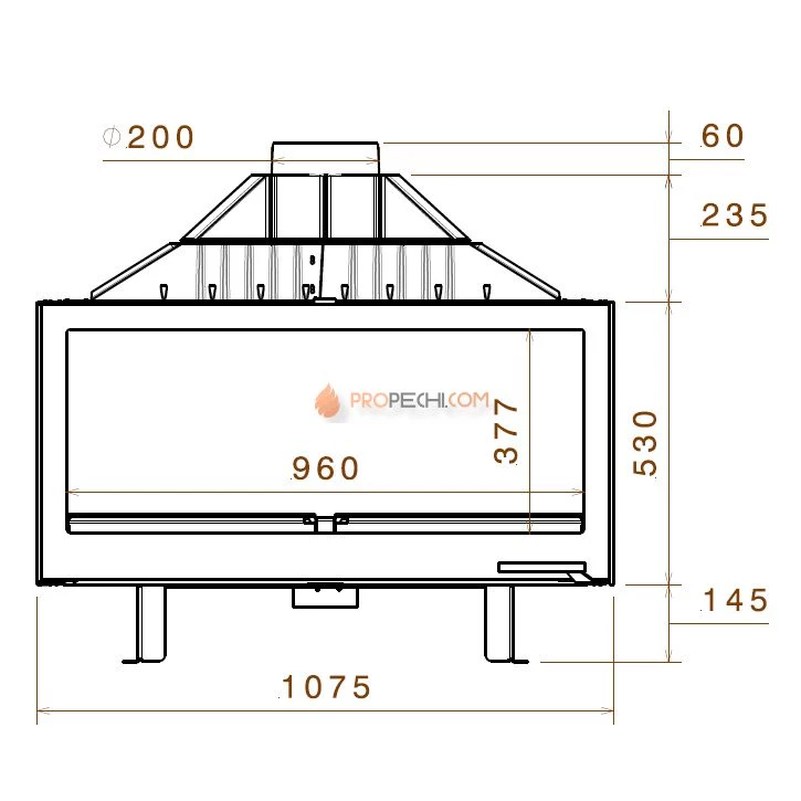 Каминная топка Liseo Castiron LCI 11 GDF двусторонняя
