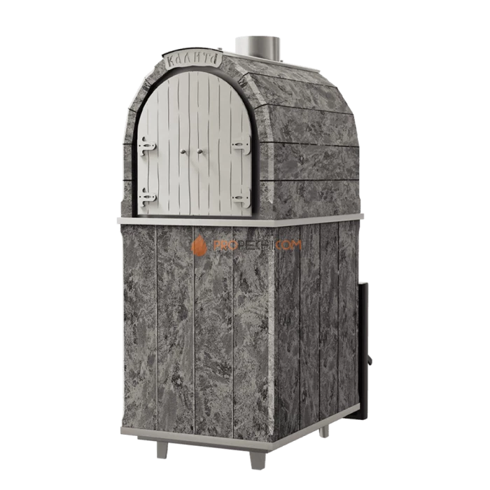 Чугунная печь для бани Инжкомцентр ВВД Калита Арочная PRO (серпентинит Бархат) c дверцей из нержавеющей стали