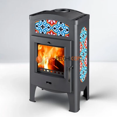 Печь-камин Thorma TORINO, серая с орнаментом