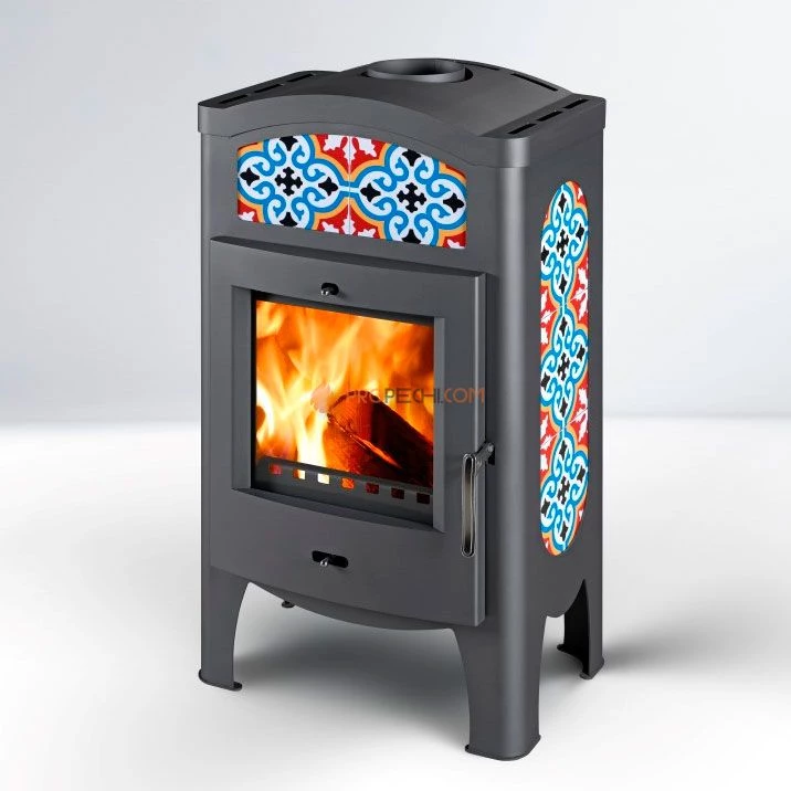 Печь-камин Thorma TORINO, серая с орнаментом