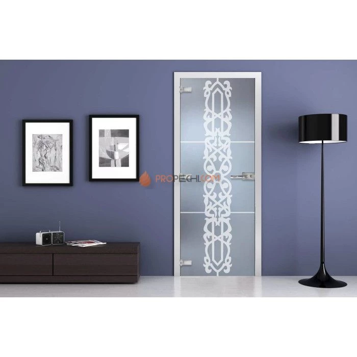 Стеклянная межкомнатная дверь DoorWood с рисунком MG-06 Матовая, 2000х600 мм