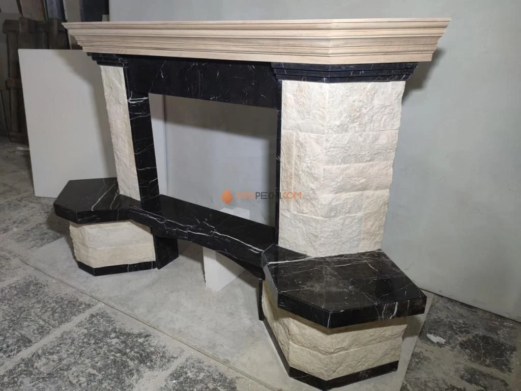 Каминная облицовка Madeira Agnes C, Sunny, Dark Chokolate, деревянная балка