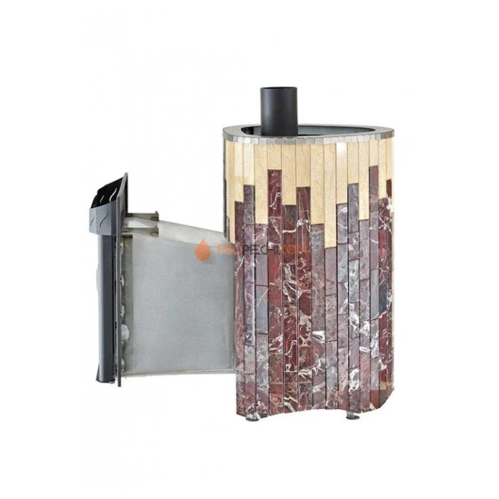 Дровяная печь для сауны Ферингер Макси До 30 м³ - Сильвия Оро + Россо Леванте - обрамление Металл