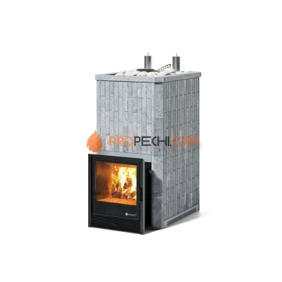 Дровяная печь для бани ИзиСтим Геленджик К в полноценном наборном кожухе из талькохлорита
