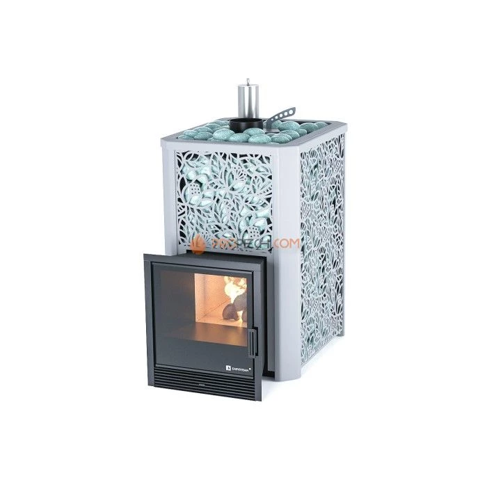 Дровяная печь для бани ИзиСтим Ялта 25 в кожухе Хохлома