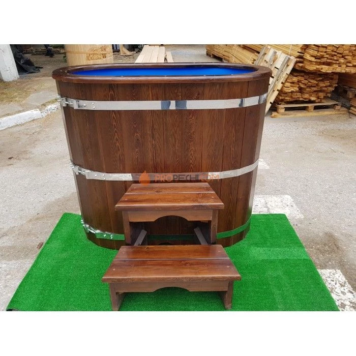 Купель овальная НКЗ STANDARD из кедра, с пластиковой вставкой, 120x78x120 см