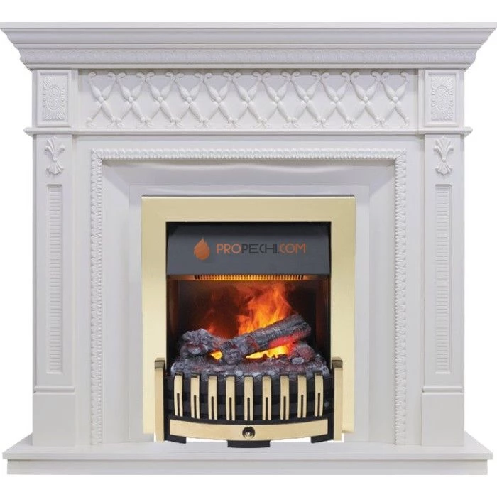 Каминокомплект Dimplex Alexandria - Белый дуб с очагом Danville Brass FB2