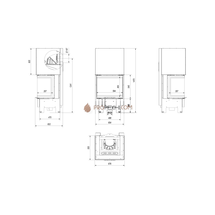 Каминная топка Kratki NBC 9 (гильотина) (9 кВт)