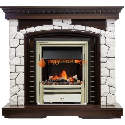 Каминокомплект Dimplex Glasgow - Темный дуб / Белый с очагом Cavendish